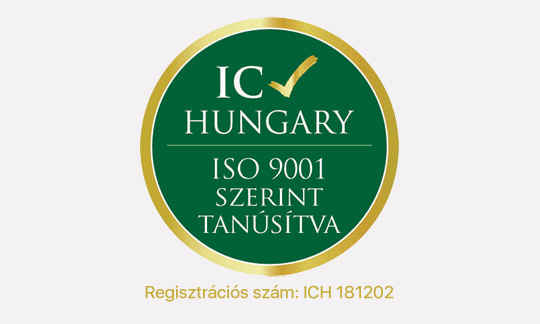 MSZ EN ISO 9001:2015 TANÚSÍTVÁNNYAL RENDELKEZÜNK (2019)